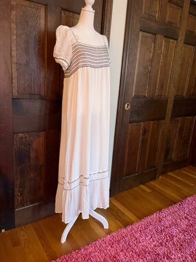 Forever 21 Cream Maxi Dress with Black Embroidery